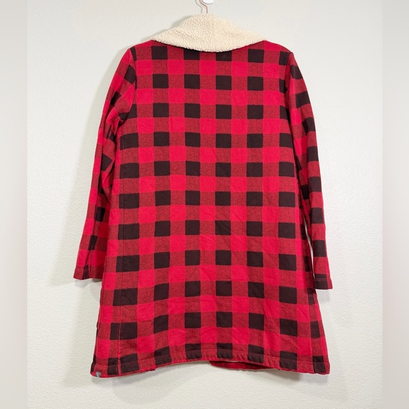 Eddie Bauer Robe Red Black Buffalo Plaid Sherpa-Lined Cardigan Sleep Women S - Picture 9 of 9